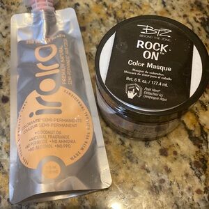 Two semi perm haircolors: peach and indigo